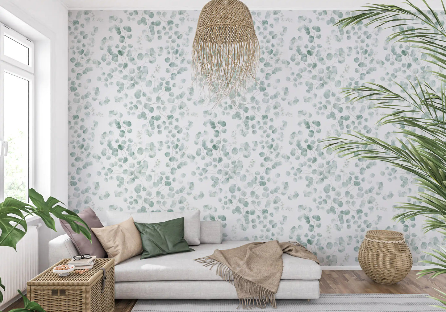 Ethereal Sage Leaf Botanical Repeat Wallpaper⁠