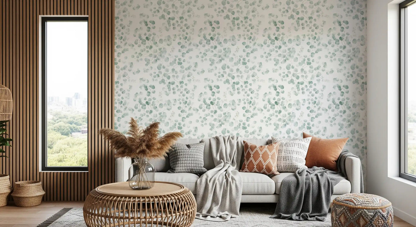 Ethereal Sage Leaf Botanical Repeat Wallpaper⁠