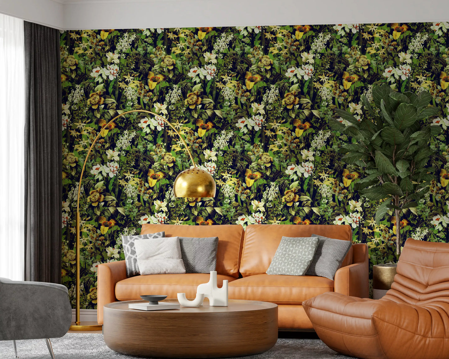 Rustic Botanical Forest Illustration Wallpaper⁠