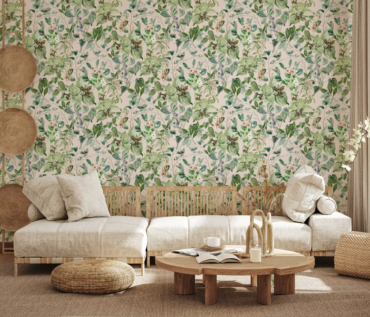 Soft Sage Floral Meadow Wallpaper⁠