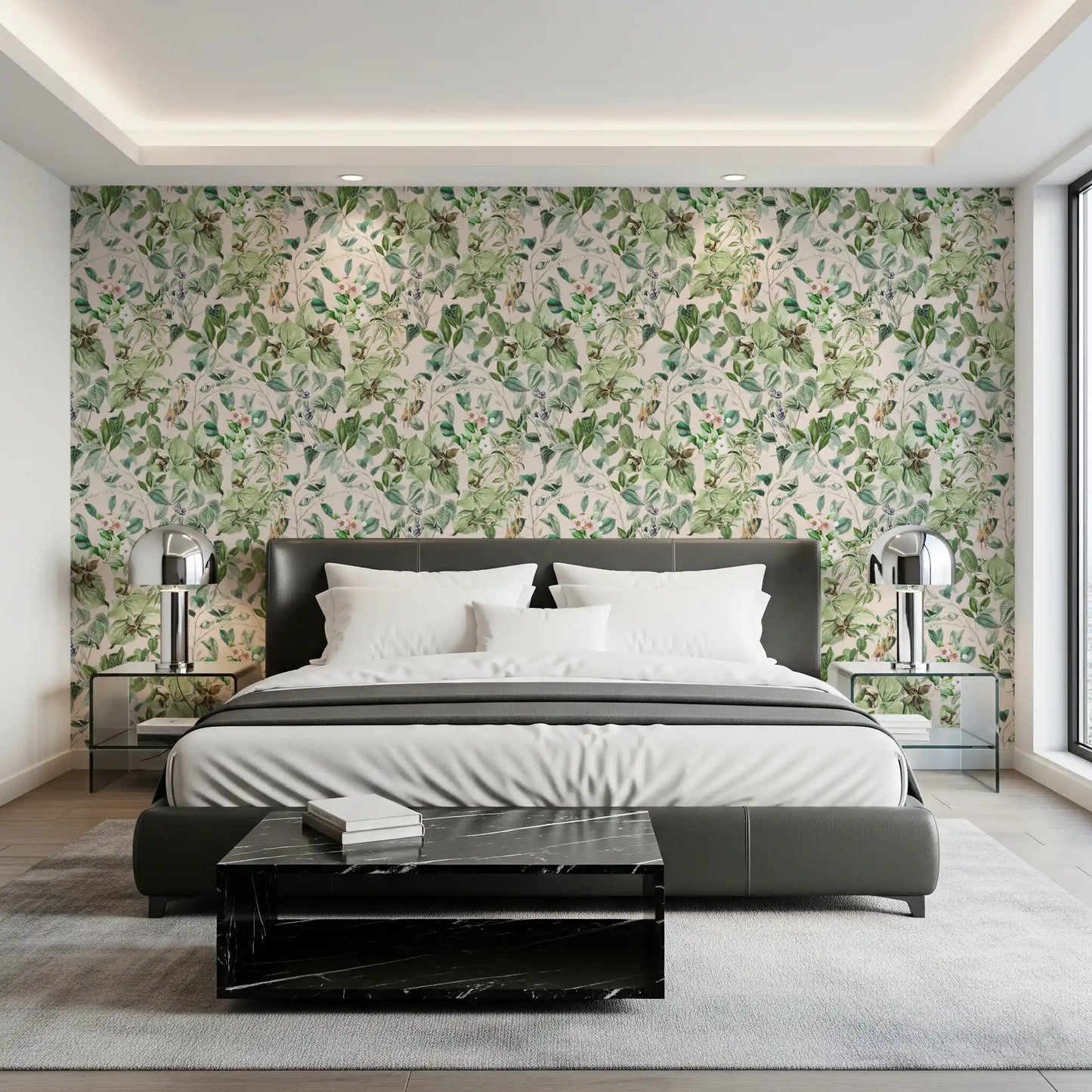 Soft Sage Floral Meadow Wallpaper⁠