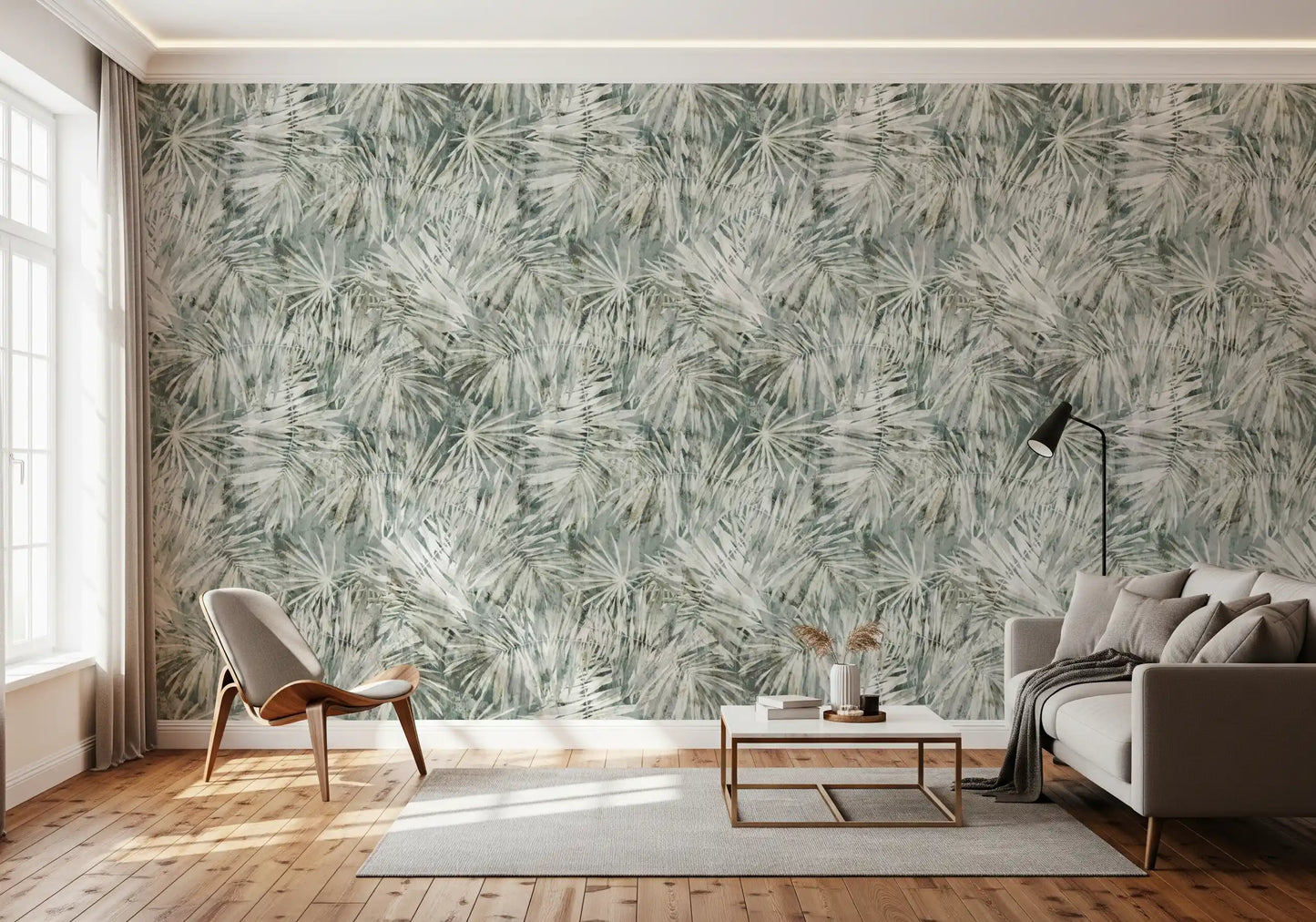Misty Fern Botanical Art Wallpaper⁠