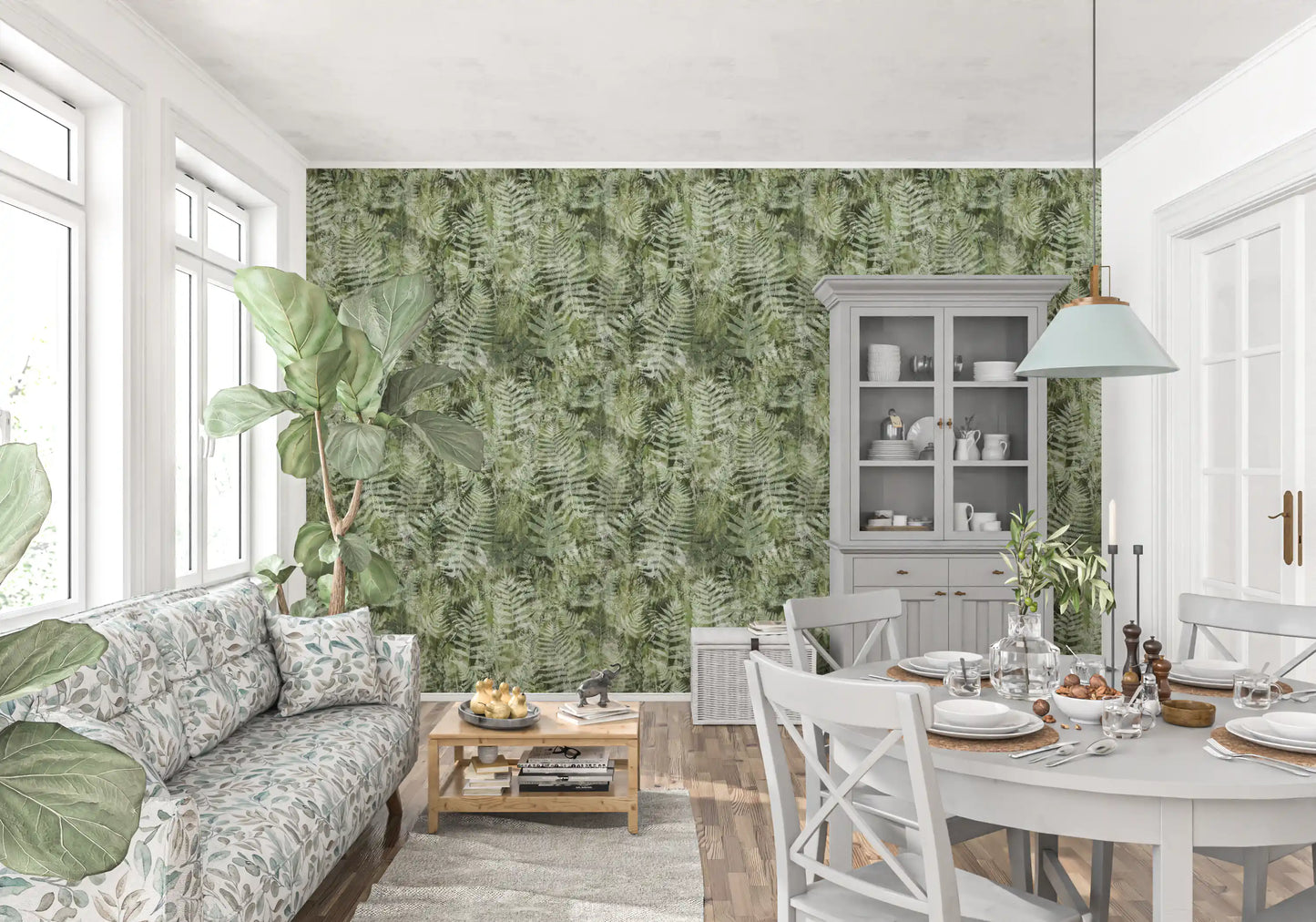 Forest Fern Botanical Print Wallpaper⁠