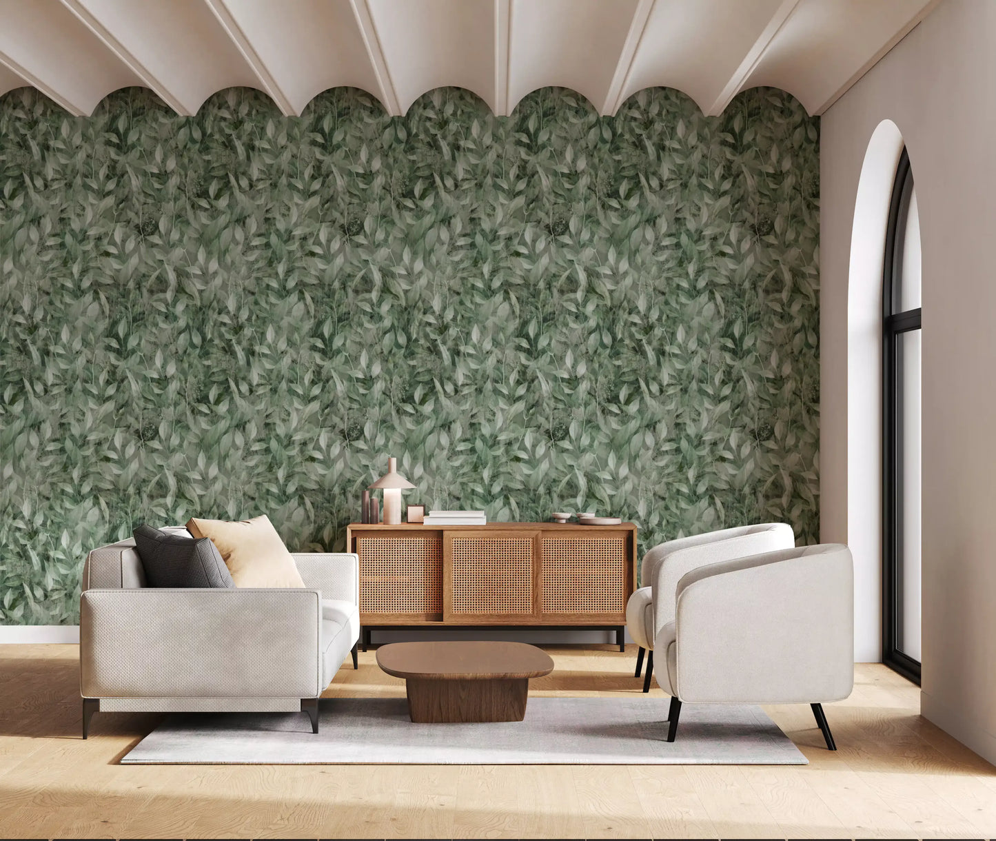 Muted Forest Leaf Ombre Art Wallpaper⁠
