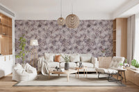 Vintage Lilac Floral Sketch Wallpaper⁠