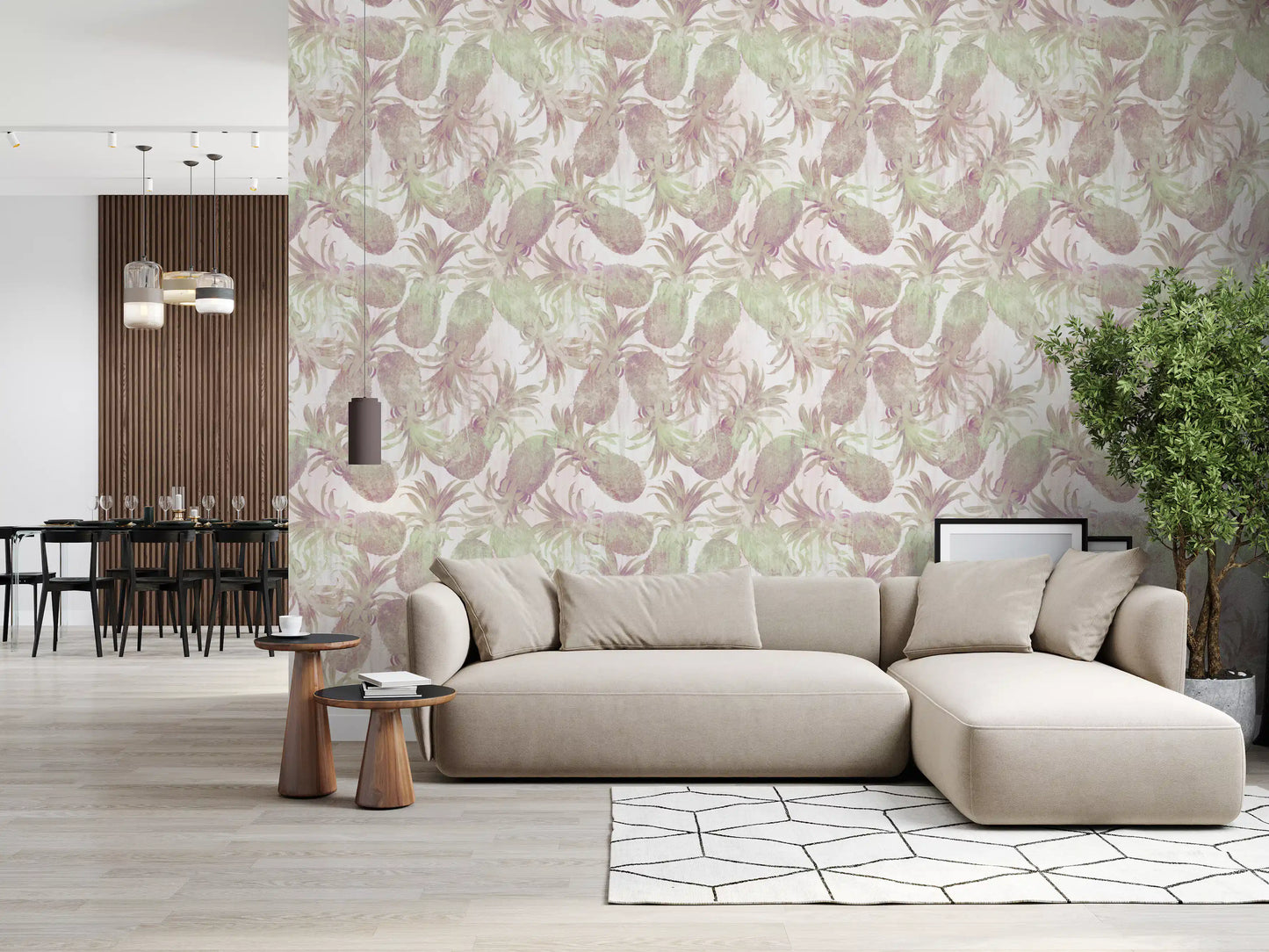 Sun-Drenched Tropical Fruit Motif Wallpaper⁠