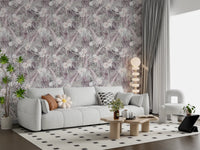 Muted Tropical Palm and Floral Drift Wallpaper⁠