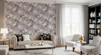 Muted Tropical Palm and Floral Drift Wallpaper⁠