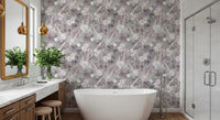 Muted Tropical Palm and Floral Drift Wallpaper⁠