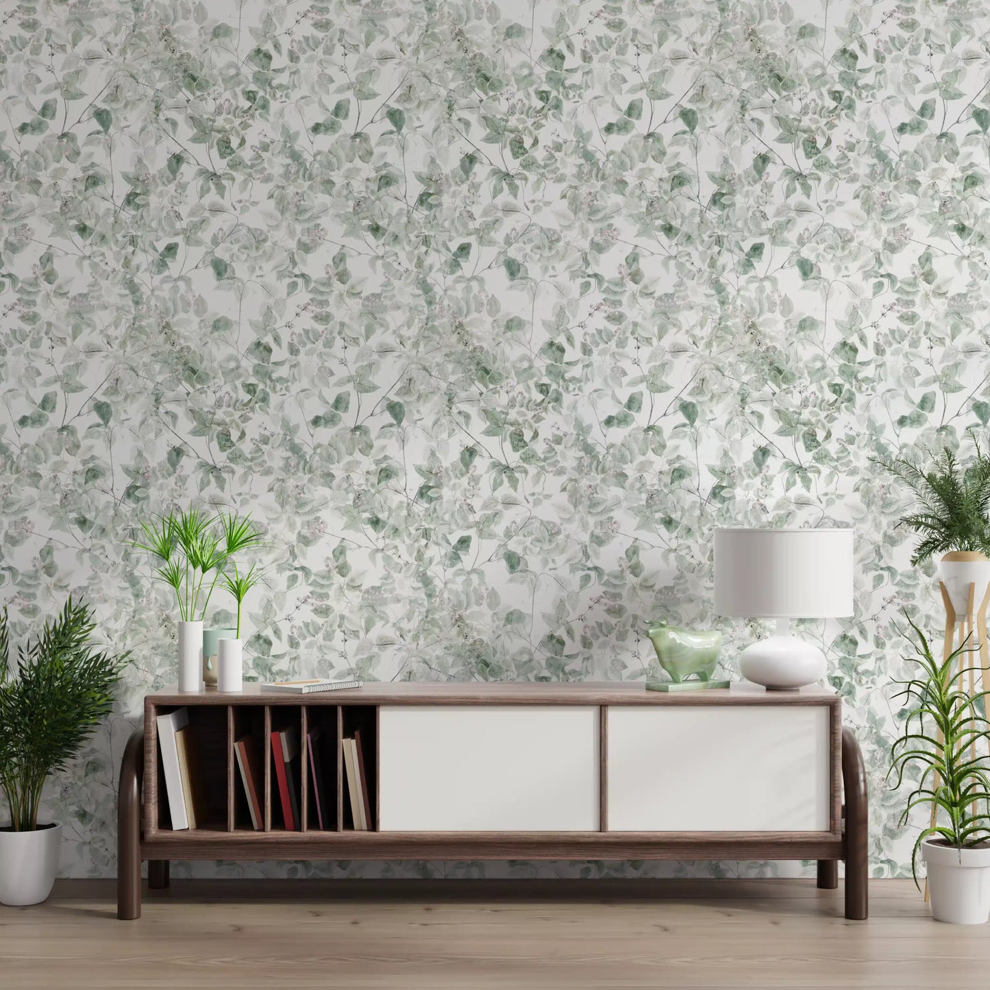 Verdant Foliage Botanical Sketch Wallpaper⁠