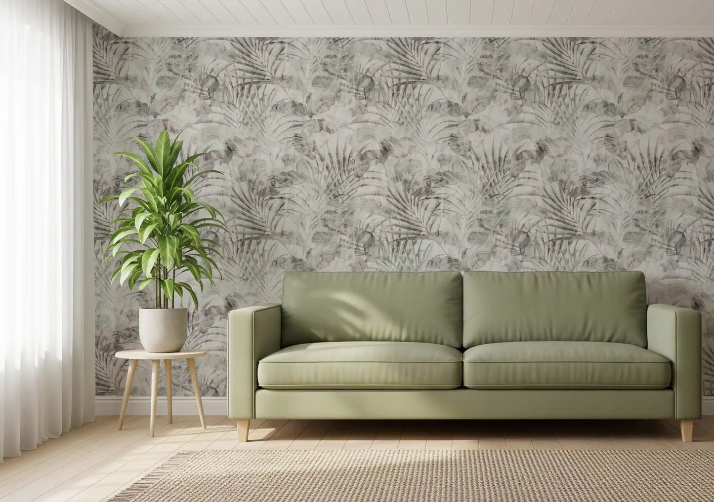 Muted Tropical Foliage Wallpaper⁠