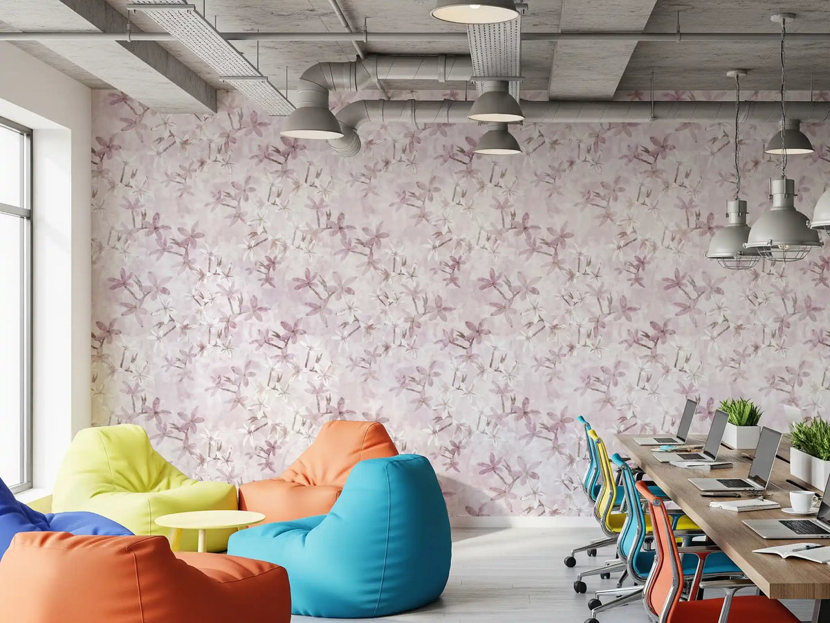 Pretty petal scatter of the Blush wallpaper fills a OFFICE room with blush tones GD12352
