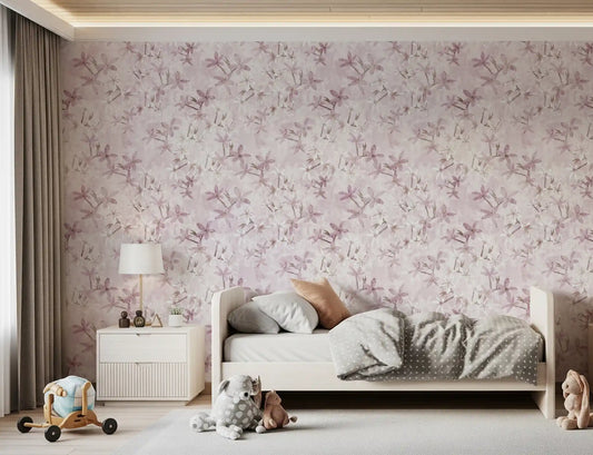 Drifting blooms of the Blush wallpaper cheer a kids' room GD12352