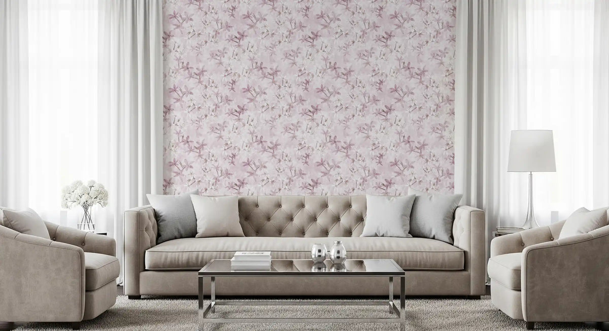 Five-petal flowers scatter on brown branches on the Blush wallpaper GD12352