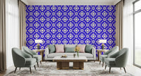Modern Blue and Cream Abstract Grid Wallpaper⁠