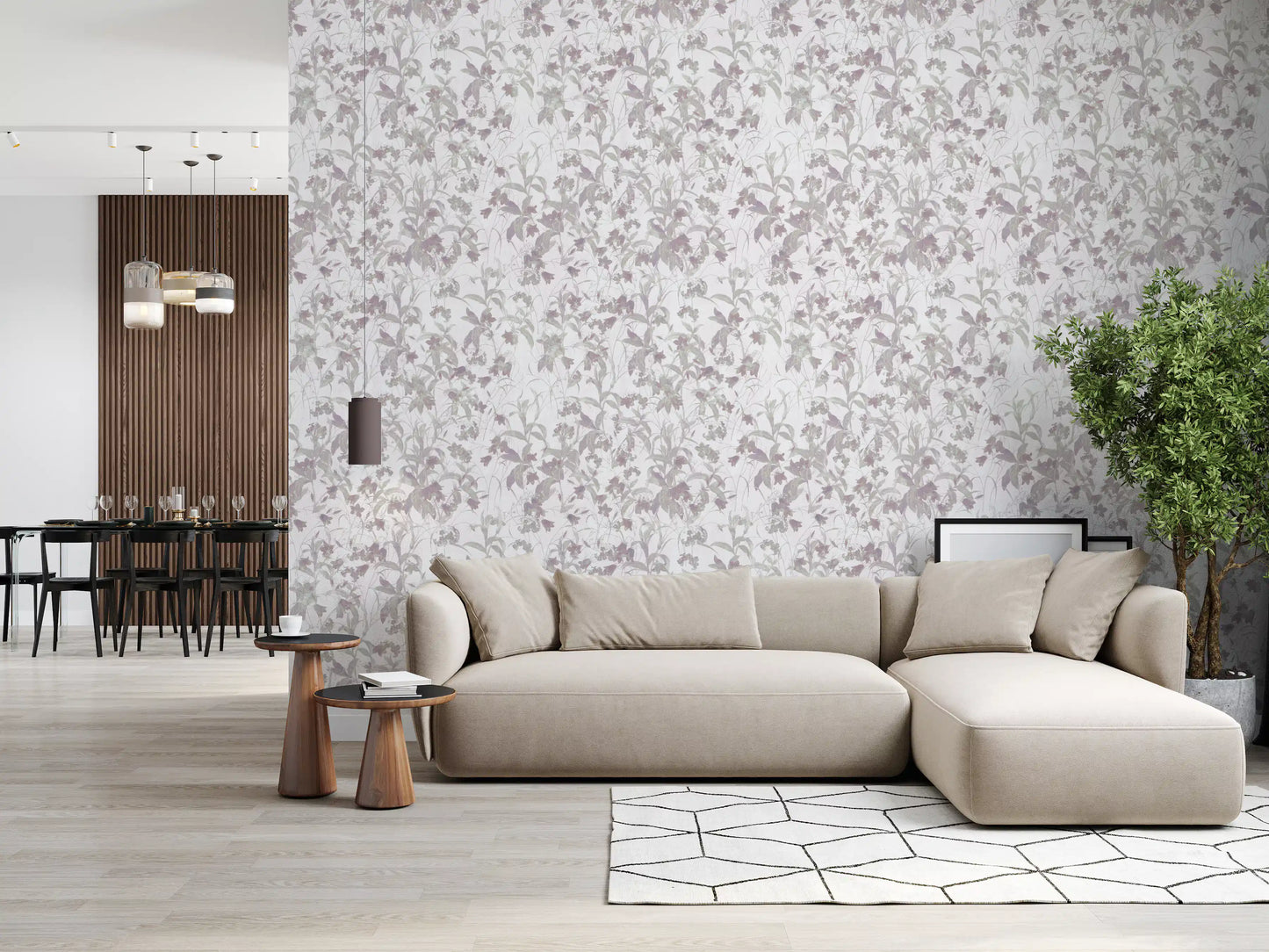 Serene Watercolor Botanical Trail Wallpaper⁠