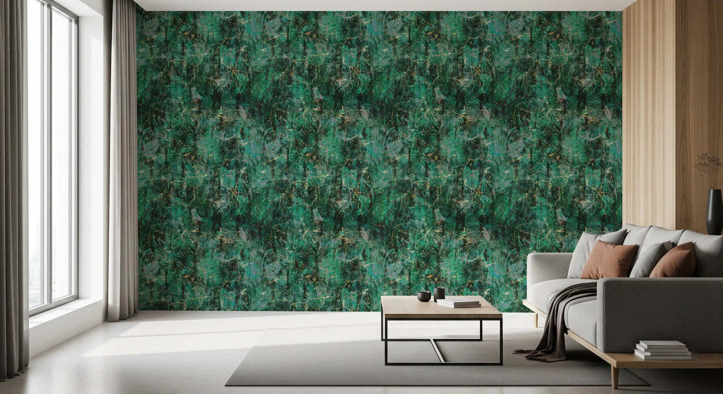 Abstract Emerald Fractured Glaze Wallpaper⁠