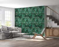 Abstract Emerald Fractured Glaze Wallpaper⁠
