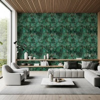 Abstract Emerald Fractured Glaze Wallpaper⁠