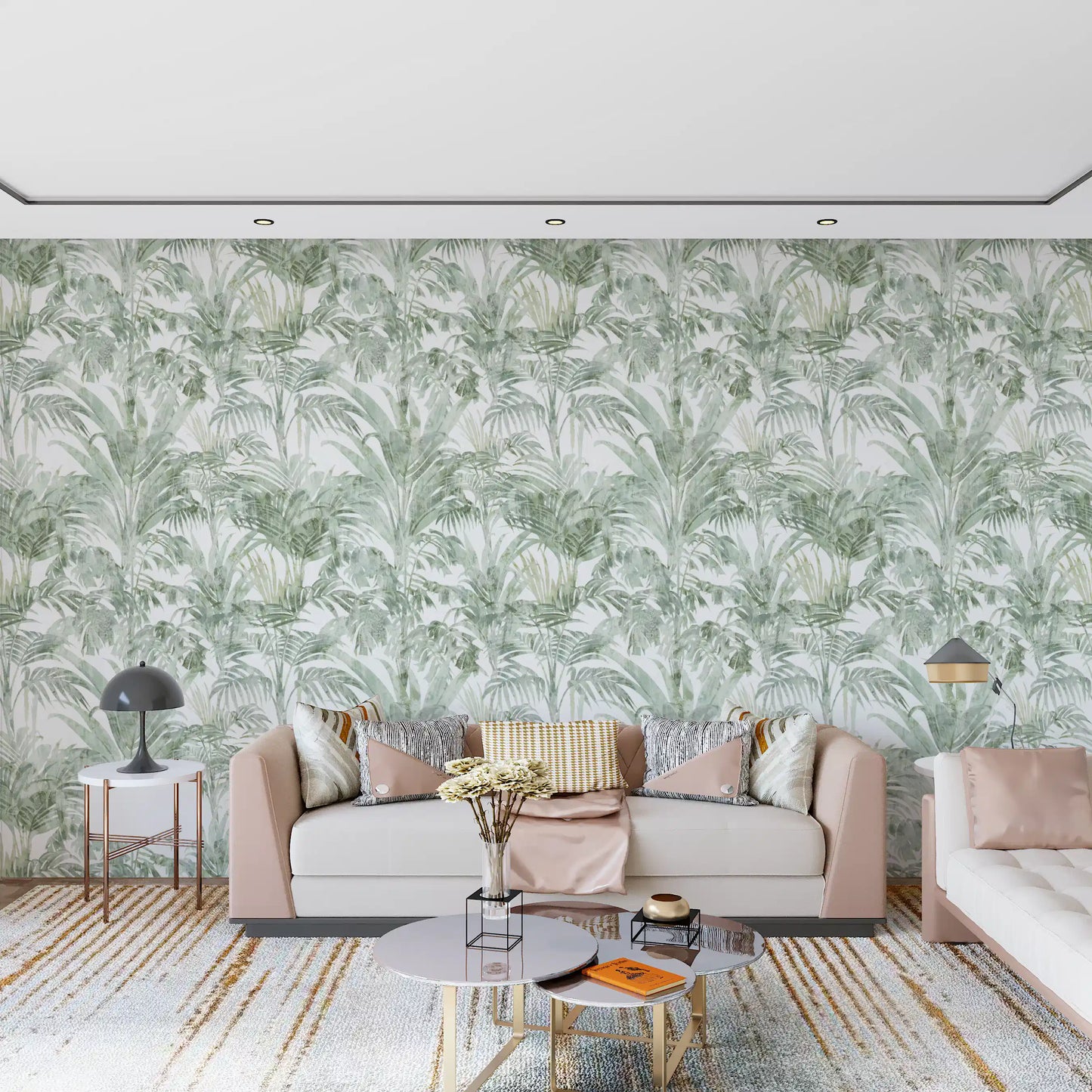 Sage Botanical Palm Fronds Wallpaper⁠