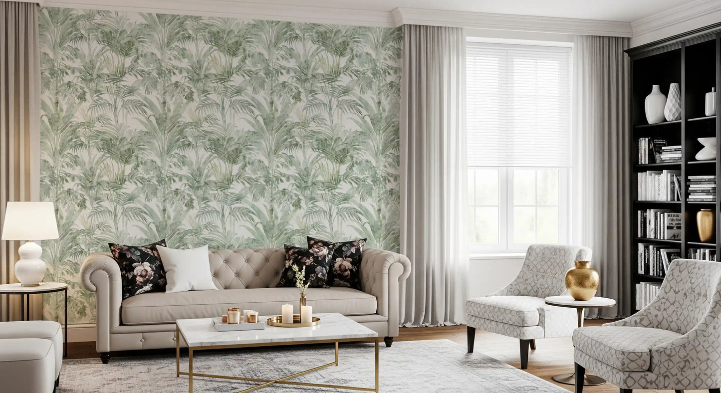Sage Botanical Palm Fronds Wallpaper⁠