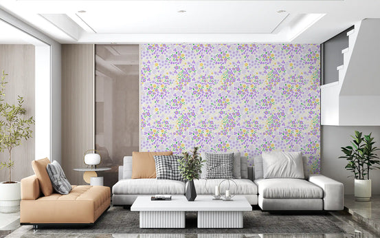Whimsical florals liven a living room in the Wildflower Garden wallpaper GD12363
