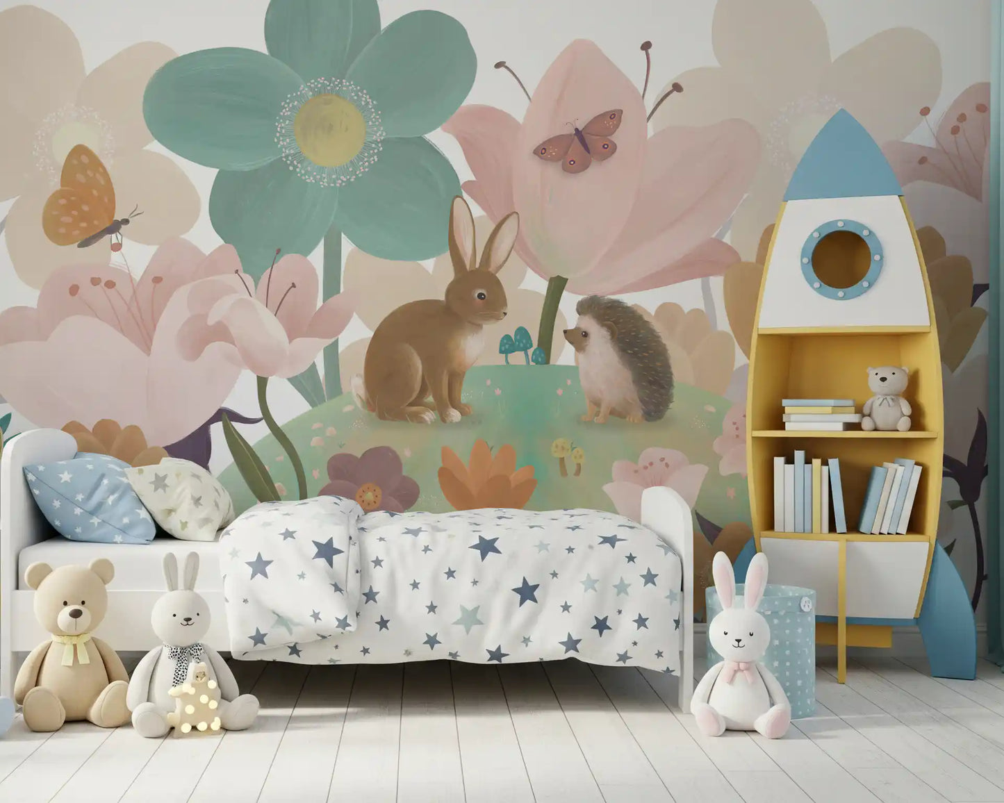 Meadow Friends and Garden Blooms Wall Mural