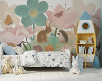 Meadow Friends and Garden Blooms Wall Mural
