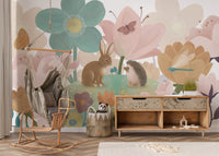 Meadow Friends and Garden Blooms Wall Mural