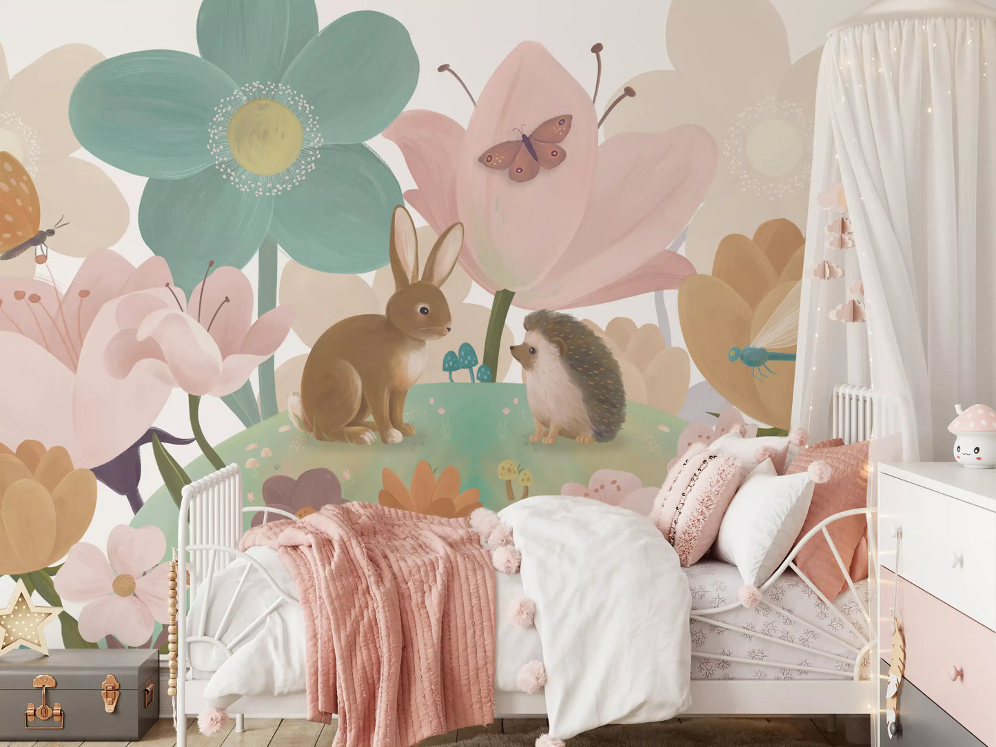 Meadow Friends and Garden Blooms Wall Mural