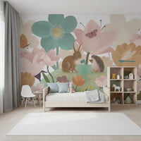 Meadow Friends and Garden Blooms Wall Mural
