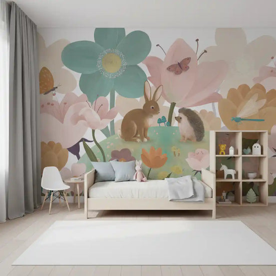 Meadow Friends and Garden Blooms Wall Mural