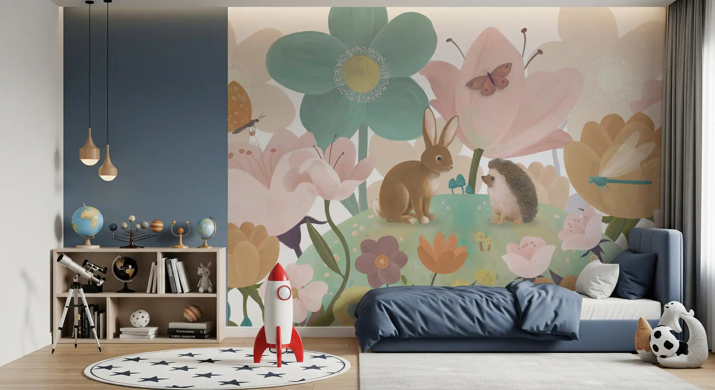Meadow Friends and Garden Blooms Wall Mural
