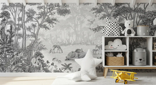 Enchanted Woodland Wildlife Scene Wall Mural