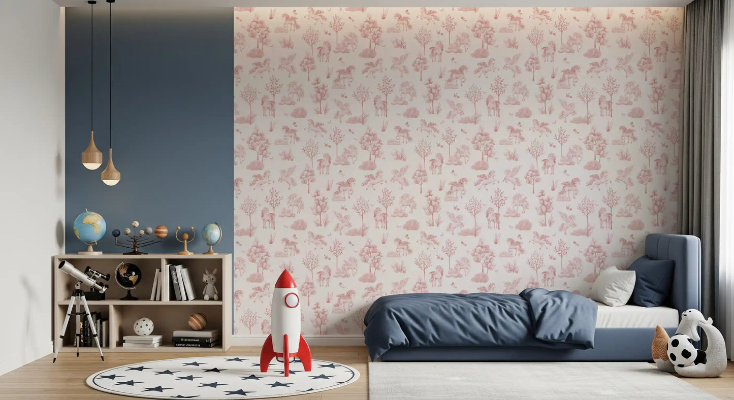 Enchanted Blush Unicorn Meadow Wallpaper⁠