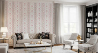 Soft Pink Ribbon and Floral Trellis Wallpaper⁠