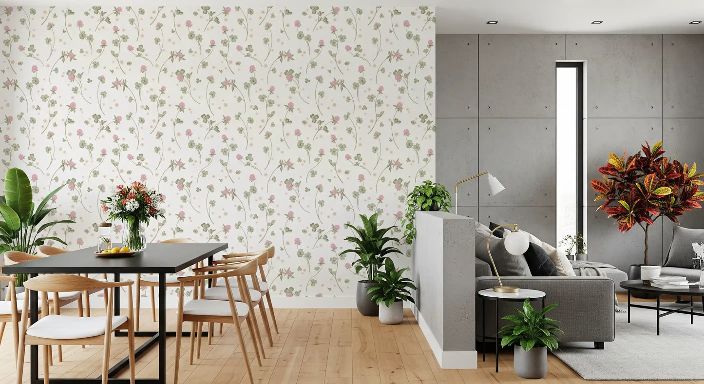 Meadow Clover Botanical Illustration Wallpaper⁠