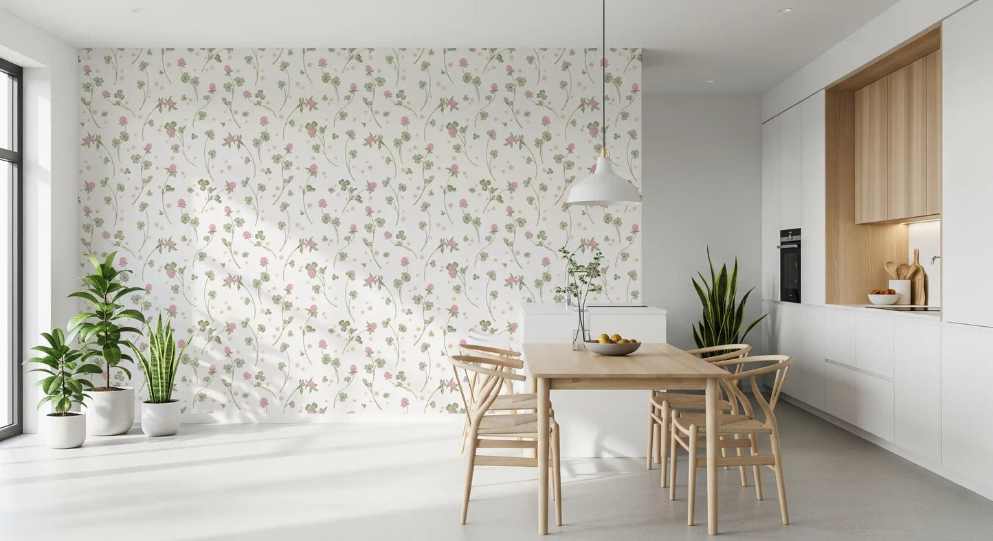 Meadow Clover Botanical Illustration Wallpaper⁠