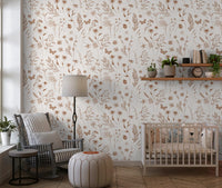 Rustic Meadow Botanical Sketch Wallpaper⁠
