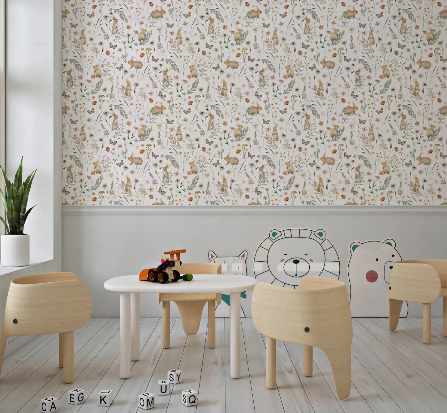 Enchanted Woodland Bunny Trail Wallpaper⁠