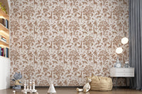 Monochromatic Wildlife Jungle Toile Wallpaper⁠