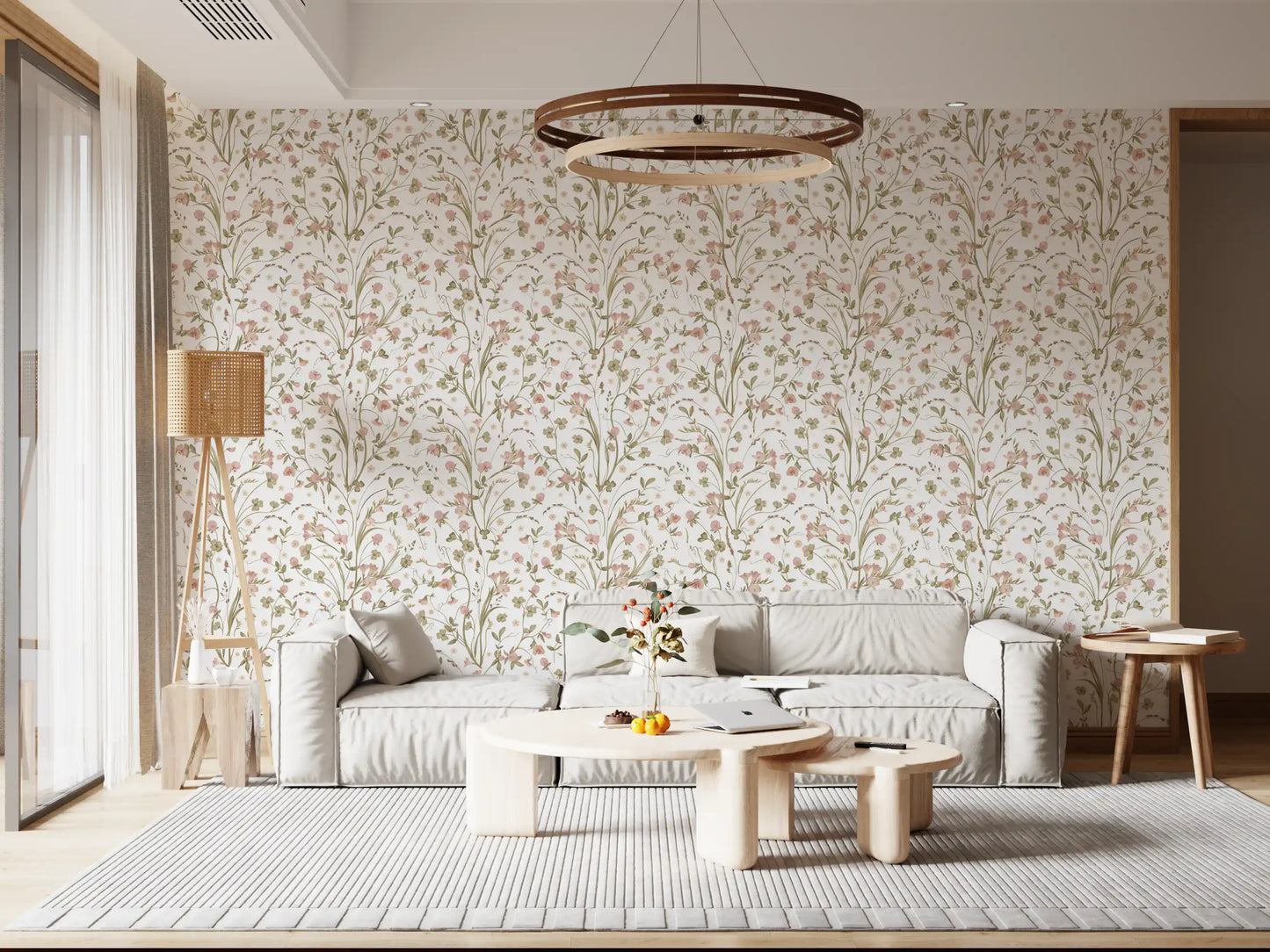 Meadow Wildflower Botanical Illustration Wallpaper⁠