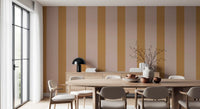 Ochre and Dusty Pink Vertical Stripes Wallpaper⁠