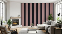 Charcoal and Dusky Pink Stripes Wallpaper⁠