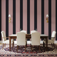 Charcoal and Dusky Pink Stripes Wallpaper⁠