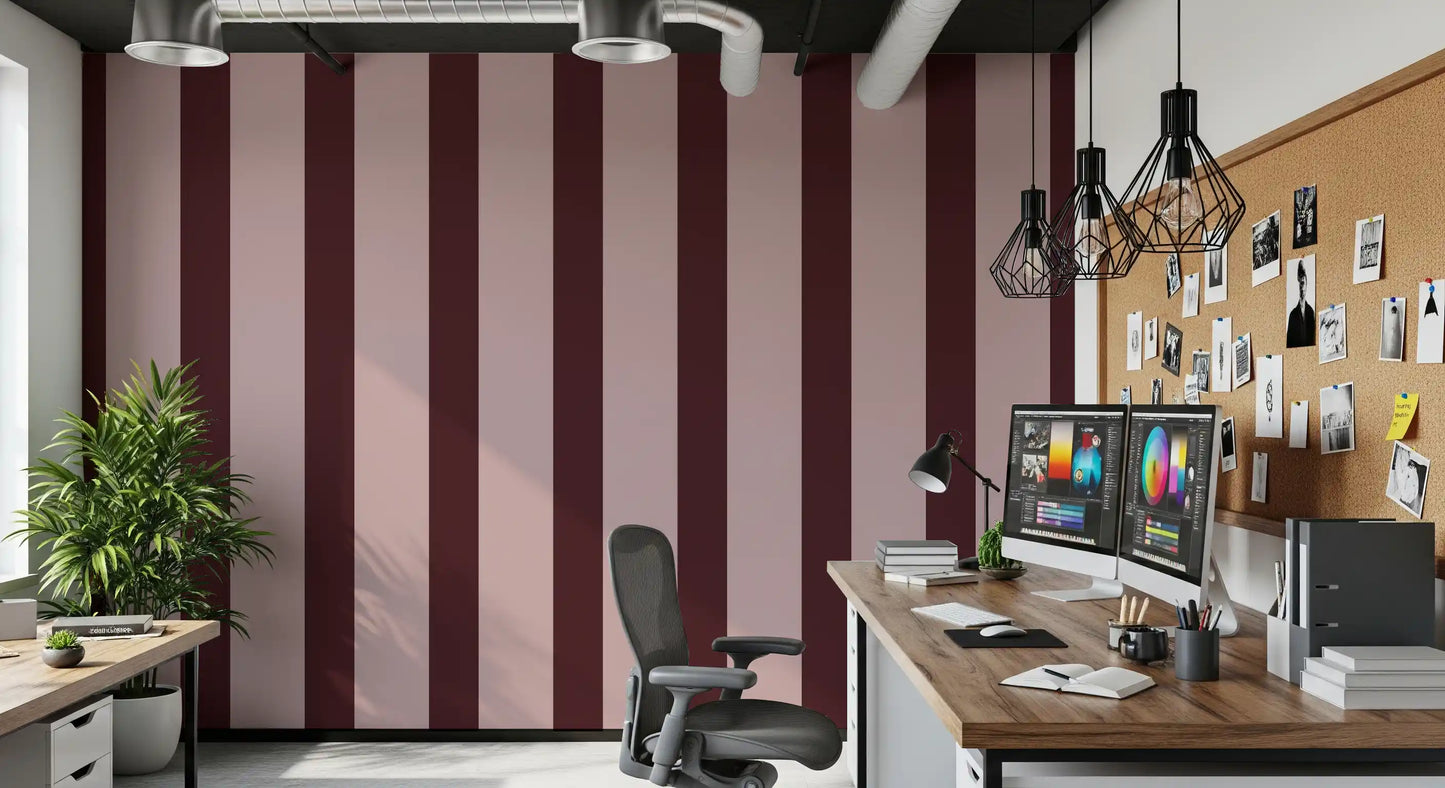 Minimalist Taupe and Chocolate Stripe Wallpaper⁠