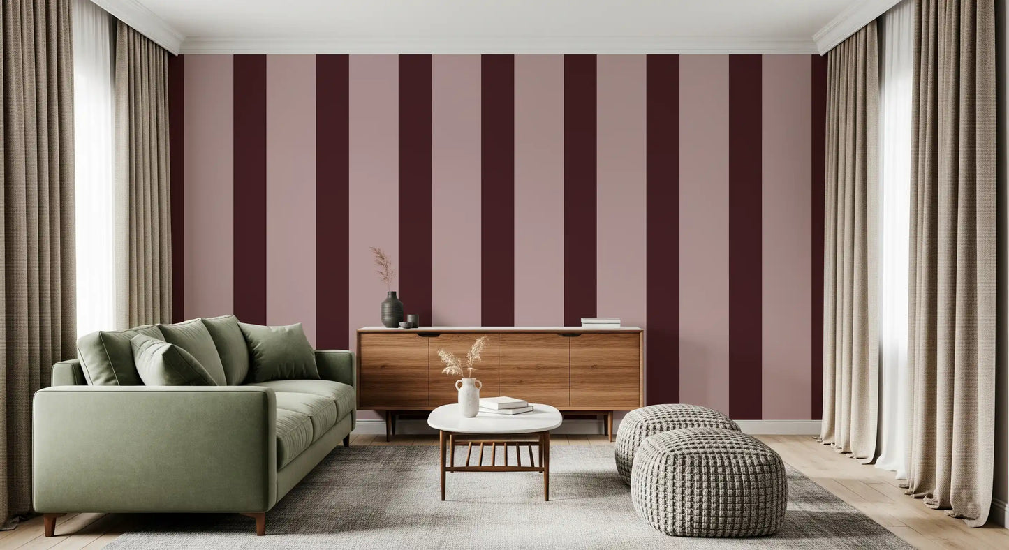 Minimalist Taupe and Chocolate Stripe Wallpaper⁠