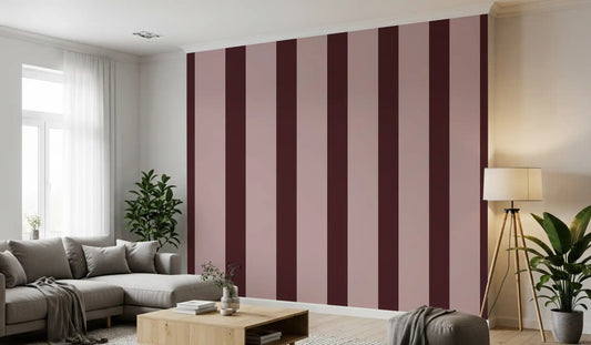 Minimalist Taupe and Chocolate Stripe Wallpaper⁠