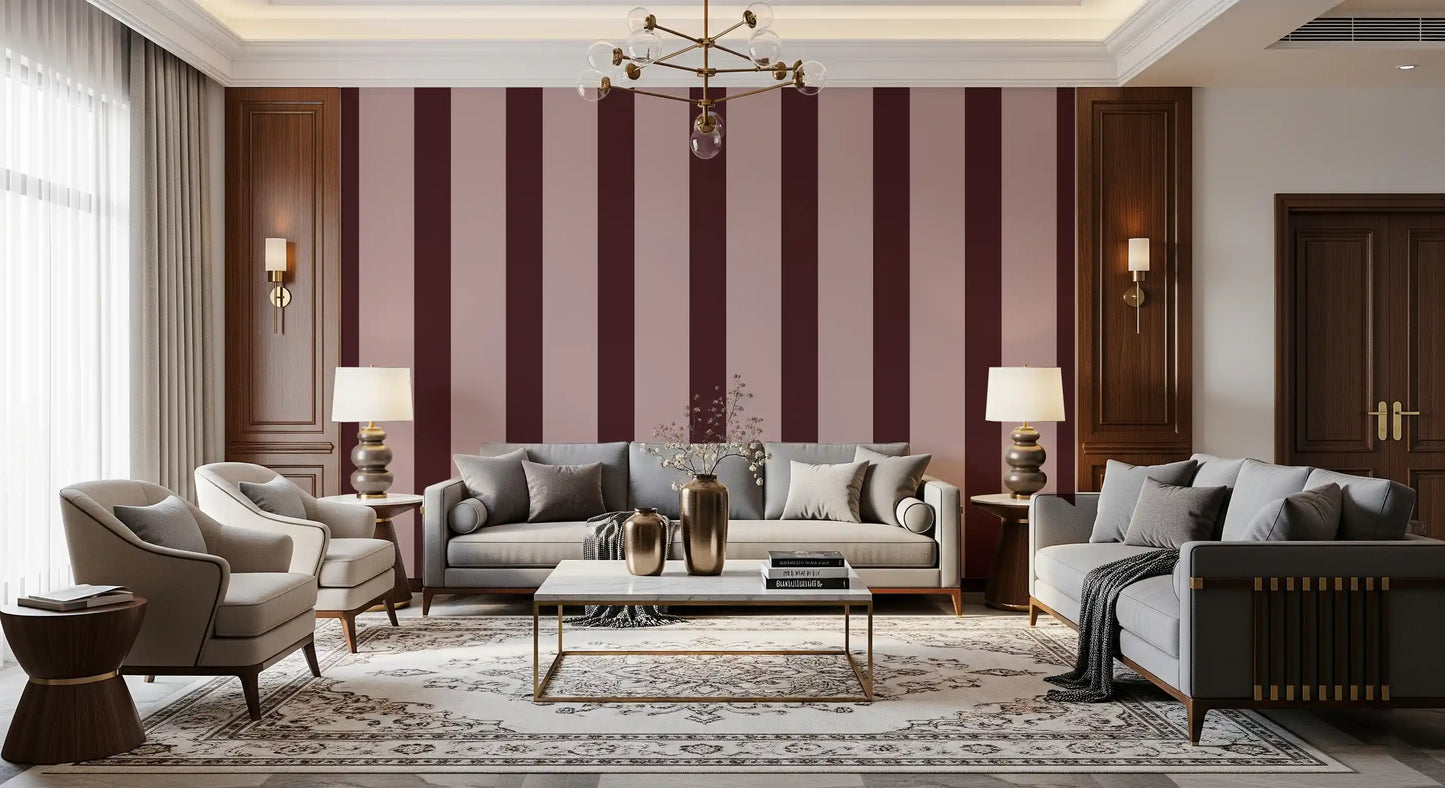Minimalist Taupe and Chocolate Stripe Wallpaper⁠