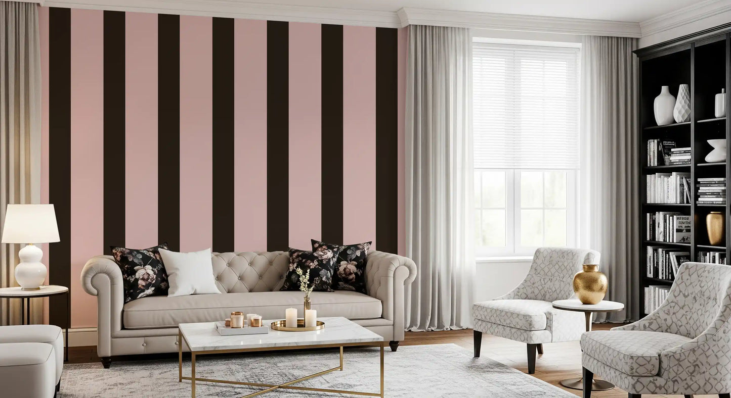 Mocha and Blush Striped Pattern Wallpaper⁠